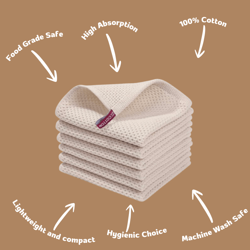 Waratah Wood Co™ 6-Pieces 100% Cotton Waffle Weave Dish Cloths